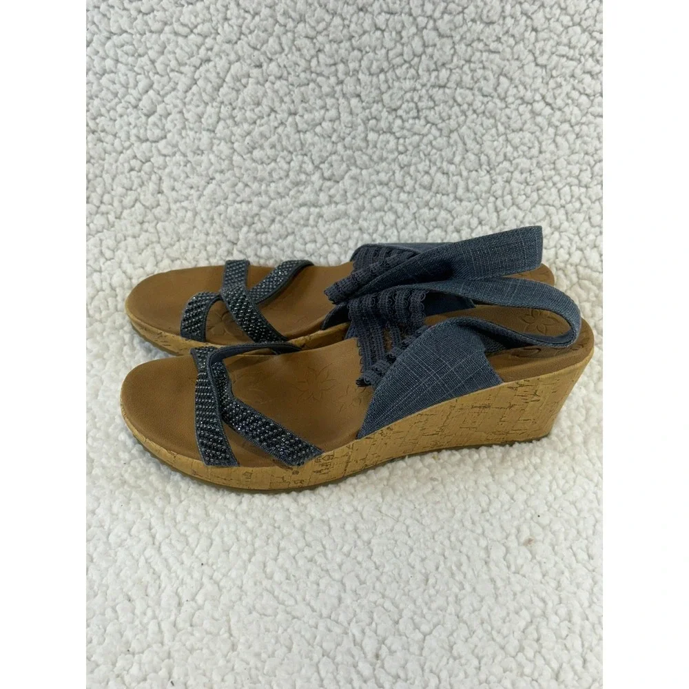 Skechers Cali Rumble On Night Sky Navy Wedge‎ Sandals 119200 Womens Size 9